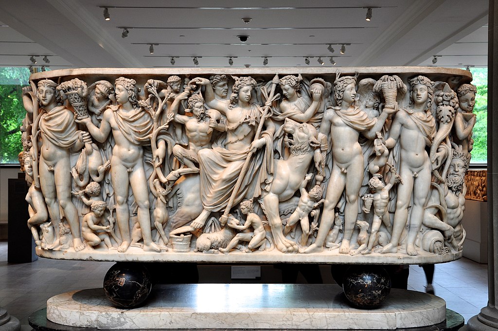 Dionysus on his panther, flanked by the Four Seasons, c. 220–230 AD. Metropolitan Museum of Arts.