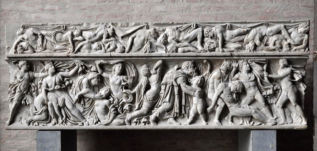 The massacre of Niobeʼs children, c 160 AD. Glyptothek.