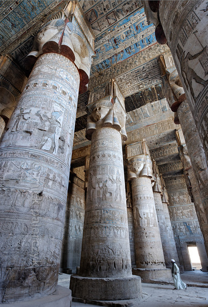 Hypostyle Hall in the Temple of Hathor, Dendera.