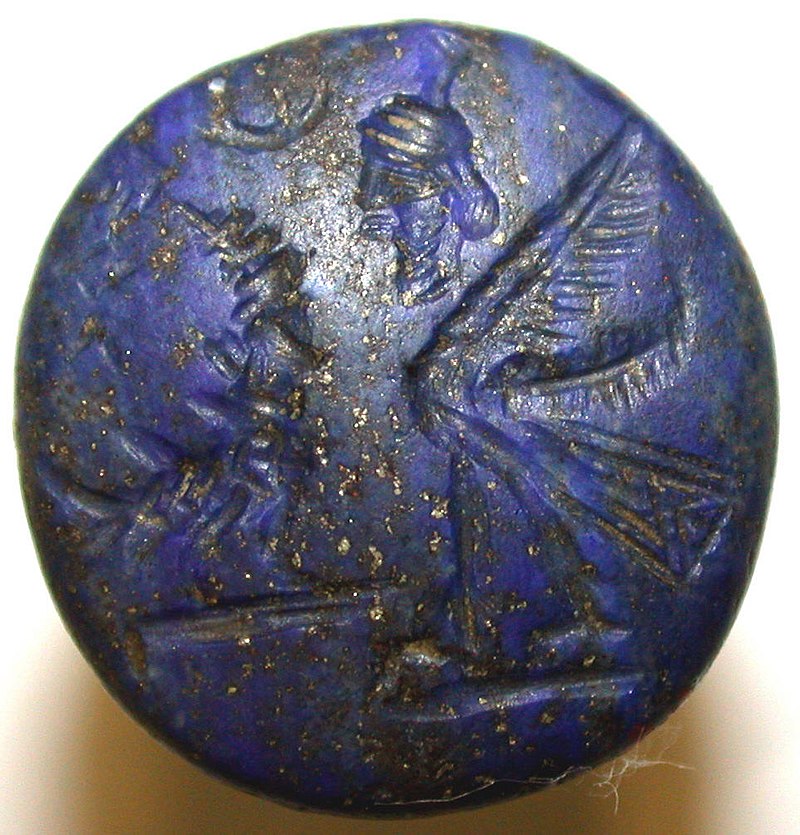 Lapis Lazuli conical seal. Metropolitan Museum of Art.