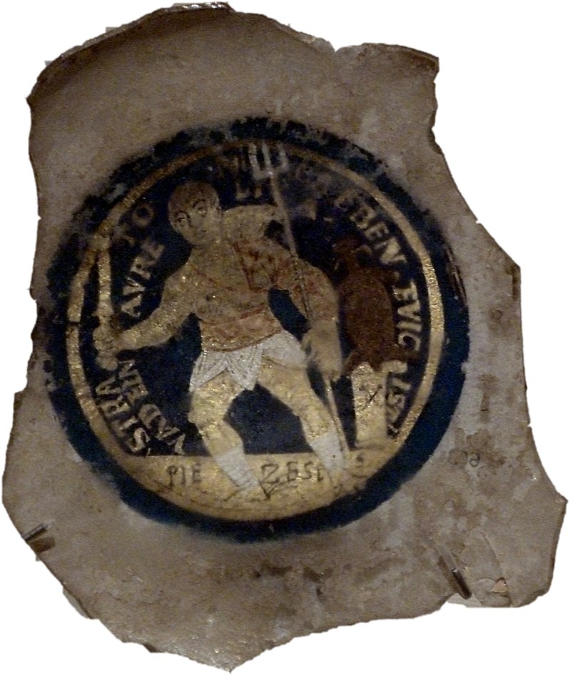 Gladiator in gold glass.