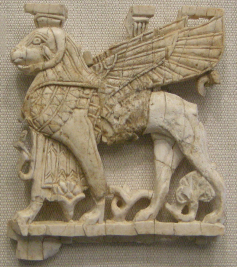 Plaque with ram-headed sphinx.
