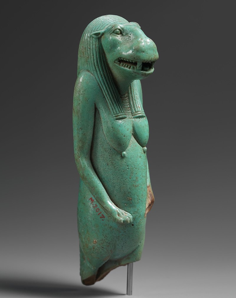 Faience amulet depicting Taweret, c. 664–332 BC. Metropolitan Museum of Art.