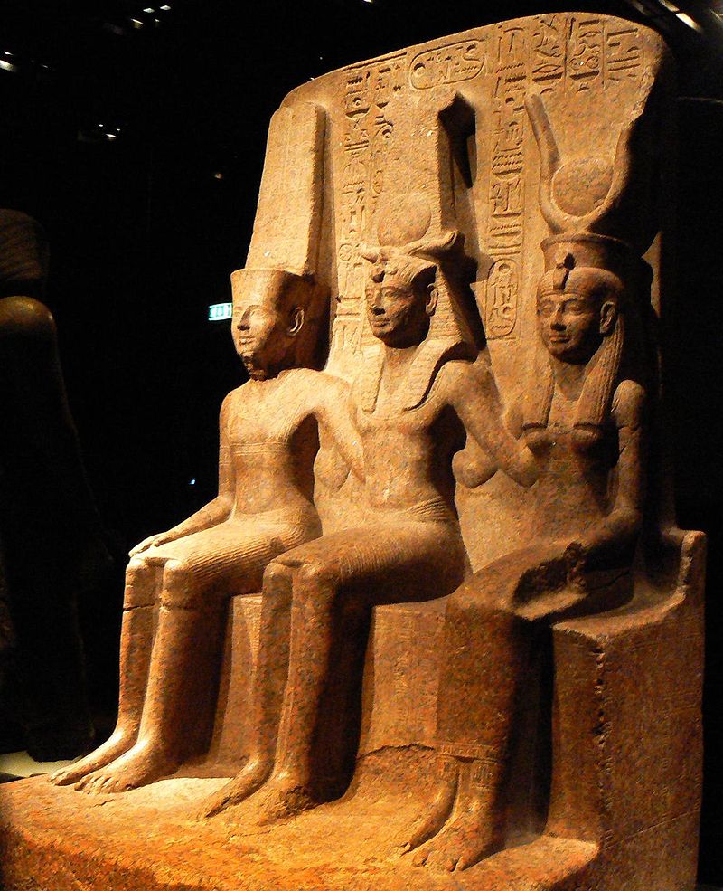 Ramesses II with Amun and Mut. Egyptian Museum, Turin.