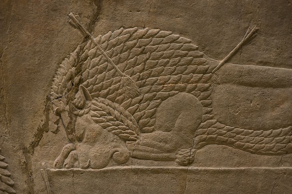 Detail of dead lion.