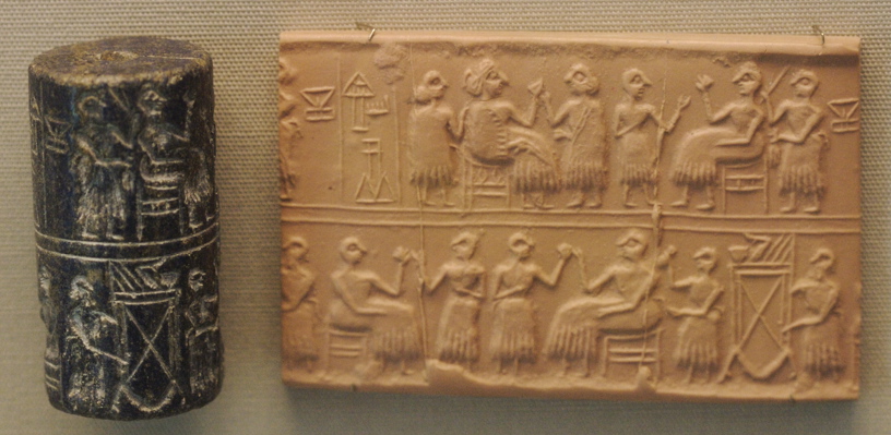 Cylinder seal of Queen Puabi, found in her tomb. British Museum.