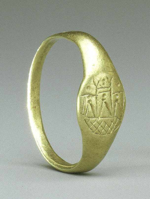 Gold ring with depiction of Venus' temple at Paphos, 1st-2nd c. AD.