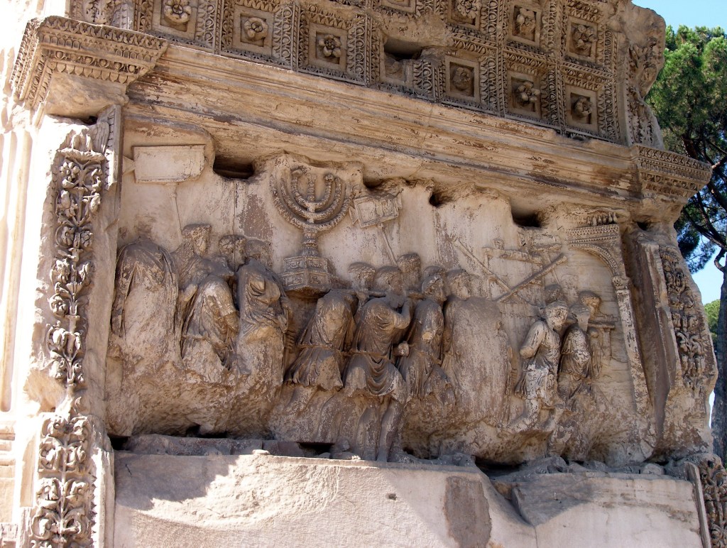 Spolis of Jerusalem. Relief from the Arch of Titus, Rome.